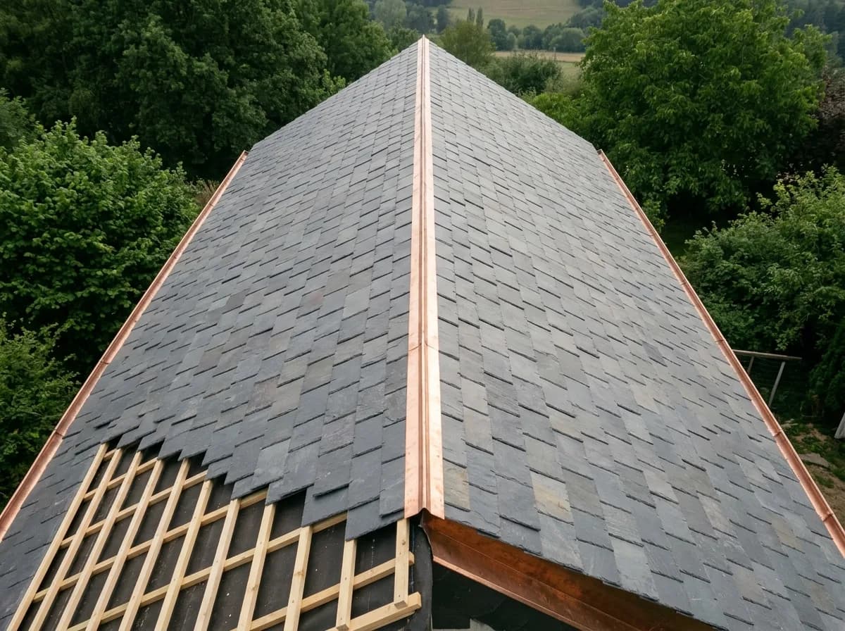 Réfection ardoise naturelle + sarking PIR, villa 175 m², Mersch — Reuter Toiture & Zinguerie