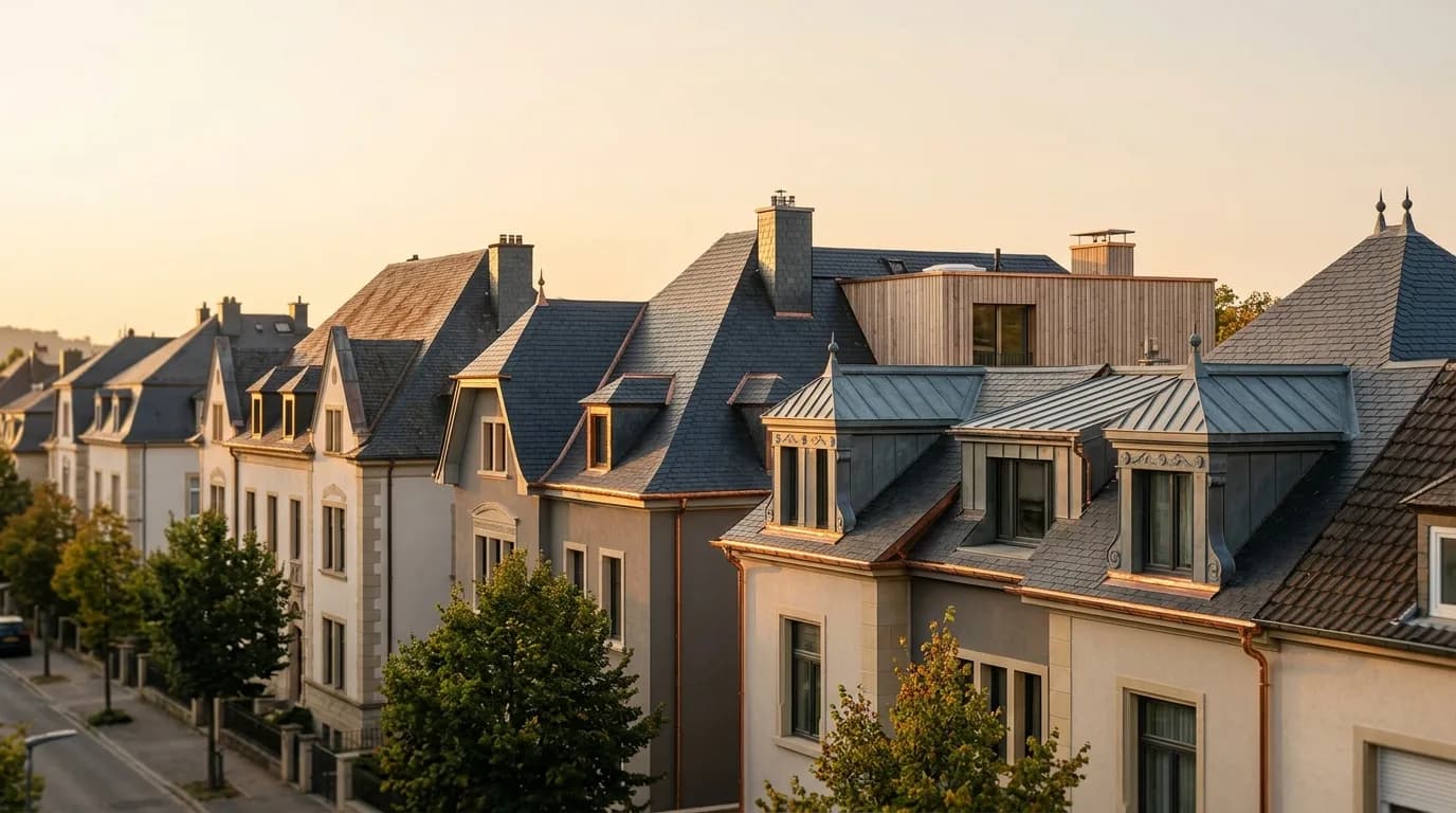 Couvreur à Luxembourg-Ville : zinc à joint debout et maisons de maître — zone d'intervention Reuter Toiture & Zinguerie